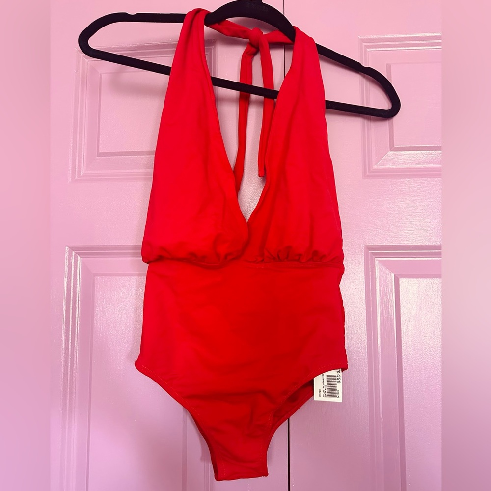 American Apparel Red Halter Swimsuit